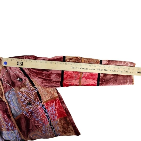 Brownstone Studio Brown Velvet Velour Patchwork Embroidered Blazer Jacket Sz. M - Picture 7 of 7